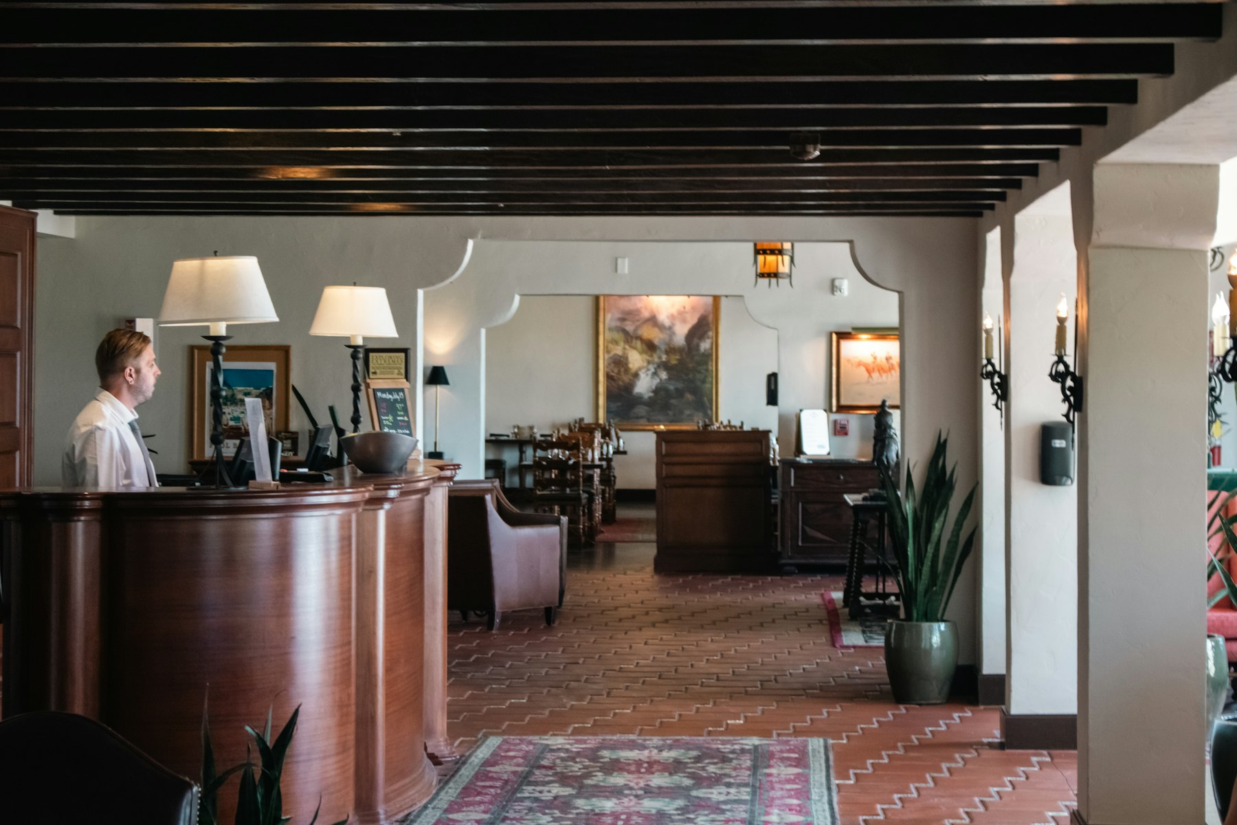 Front desk of a hospitality business ready to greet guests