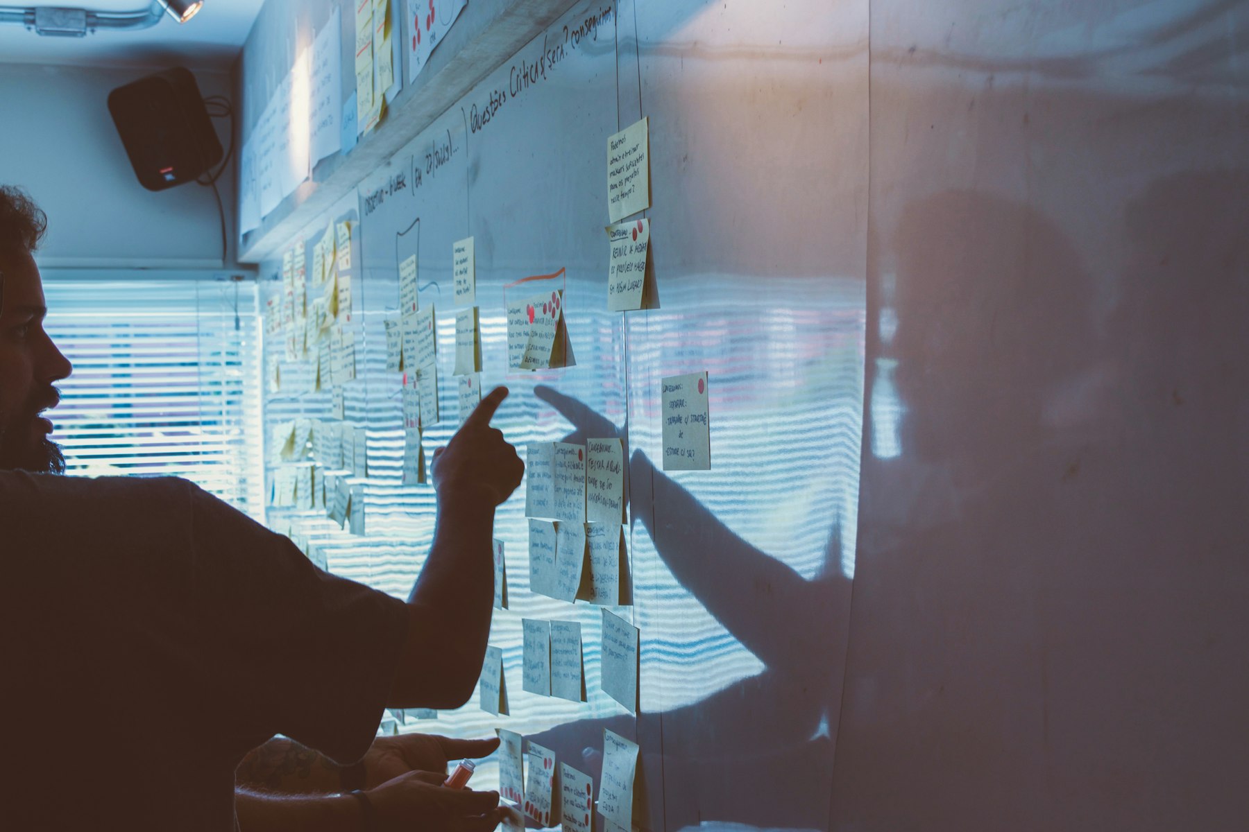 Team mapping a plan on a whiteboard during a strategy session